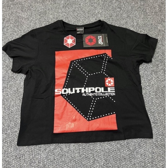 Southpole Tops - Southpole Women's Black Red Logo Graphic Cotton Short Sleeve T-Shirt Crew Neck L